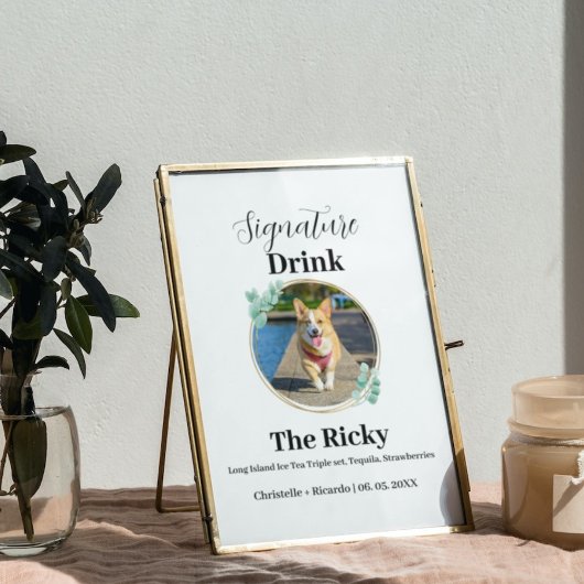 Einfache Hunde Signatur trinken Hochzeit Bar Poste Poster