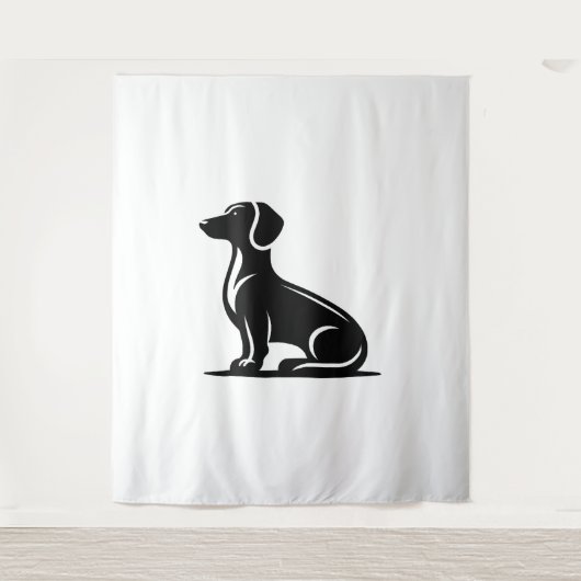 Einfache Hundemotif-Silhouette Wandteppich (Vorderseite)
