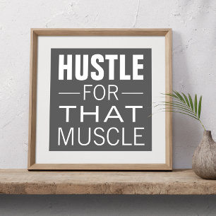 Einfache Hustle-Typografie Motivations-Workout Poster