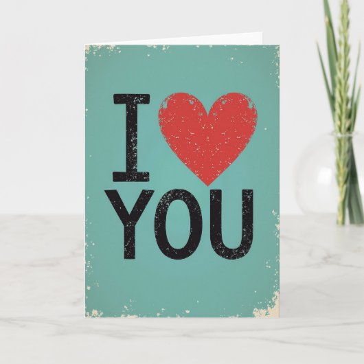 Einfache I Heart You Distressed Karte (Vorderseite)