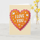 Einfache I Love You gestickte Karte (Gelbe Blume)