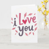 Einfache Ich liebe dich Karte mit Blättern (Gelbe Blume)