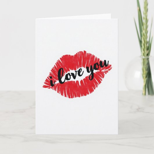 Einfache Ich liebe dich Kuss Karte (Vorderseite)