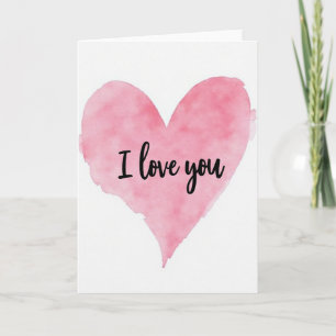 Einfache Ich liebe dich Wasserfarbenkarte Karte