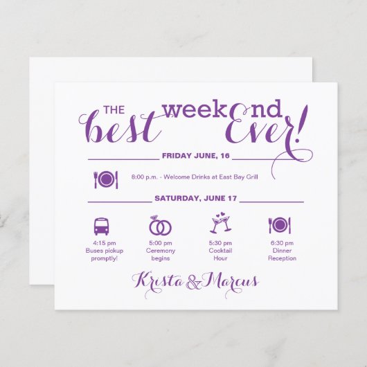 Einfache Icons Hochzeitswochenende (Vorne/Hinten)