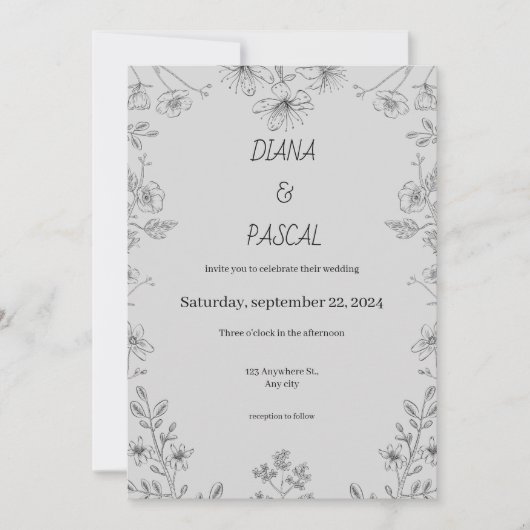 Einfache Illustration der Blumen Einladung (Vorderseite)