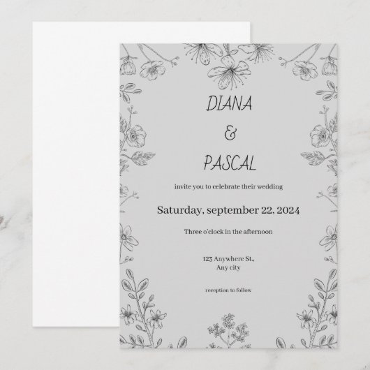 Einfache Illustration der Blumen Einladung (Vorne/Hinten)