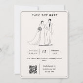 Einfache Illustration mit QR Code UAWG Wedding Einladung (Rückseite)