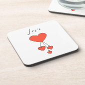 Einfache Illustration mit Scharlachtherzen Liebe Getränkeuntersetzer (Linke Seite)