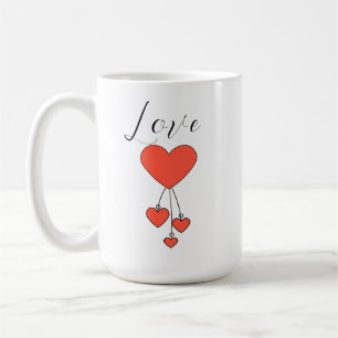 Einfache Illustration mit Scharlachtherzen Liebe Kaffeetasse