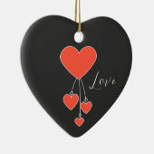 Einfache Illustration mit Scharlachtherzen "Liebe" Keramik Ornament (Rechts)