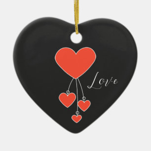 Einfache Illustration mit Scharlachtherzen "Liebe" Keramik Ornament