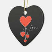 Einfache Illustration mit Scharlachtherzen "Liebe" Keramik Ornament (Links)