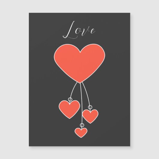 Einfache Illustration mit Scharlachtherzen "Liebe" Magnetkarte (Vorderseite)