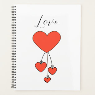 Einfache Illustration mit Scharlachtherzen Liebe Planer