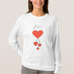Einfache Illustration mit Scharlachtherzen Liebe T-Shirt