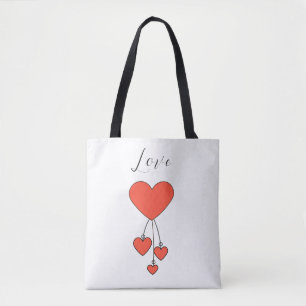 Einfache Illustration mit Scharlachtherzen Liebe Tasche