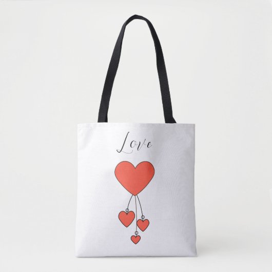 Einfache Illustration mit Scharlachtherzen Liebe Tasche (Vorderseite)