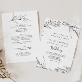 Einfache Illustrierte Foliage Front & Back Wedding Einladung