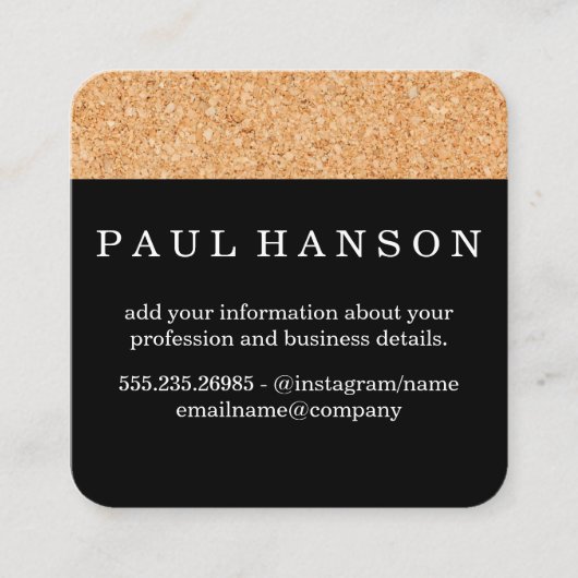 Einfache Imitate Cork Print Quadratische Visitenkarte (Vorderseite)
