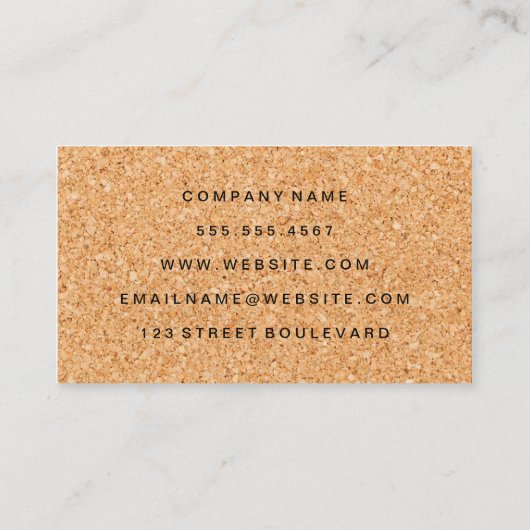 Einfache Imitate Cork Print Visitenkarte (Rückseite)