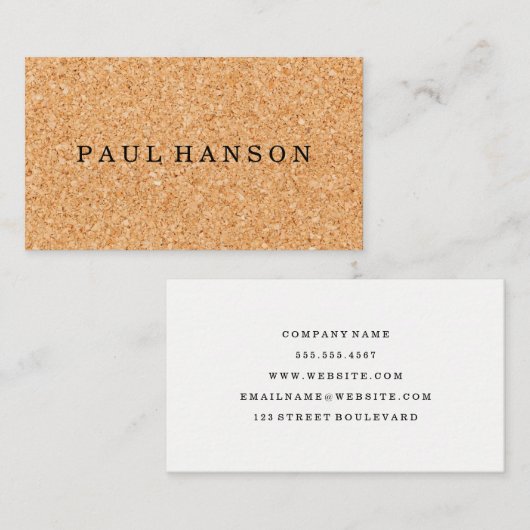 Einfache Imitate Cork Print Visitenkarte (Vorne/Hinten)