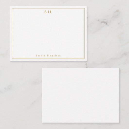 Einfache Imitate Gold 2 Monogramm Name Minimaler R Mitteilungskarte (Vorne/Hinten)