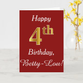 Einfache Imitate Gold 4. Geburtstag + Individuelle Karte (Gelbe Blume)