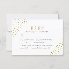 Einfache Imitate Gold Confetti Wedding RSVP + Eint Karte