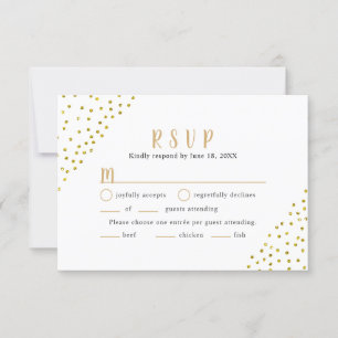 Einfache Imitate Gold Confetti Wedding RSVP + Eint Karte