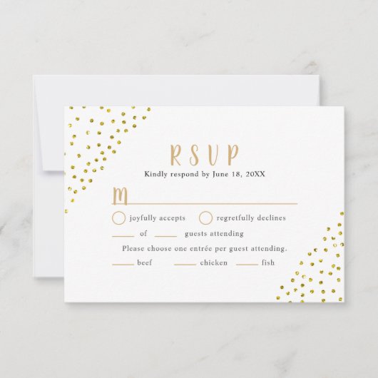 Einfache Imitate Gold Confetti Wedding RSVP + Eint Karte (Vorderseite)