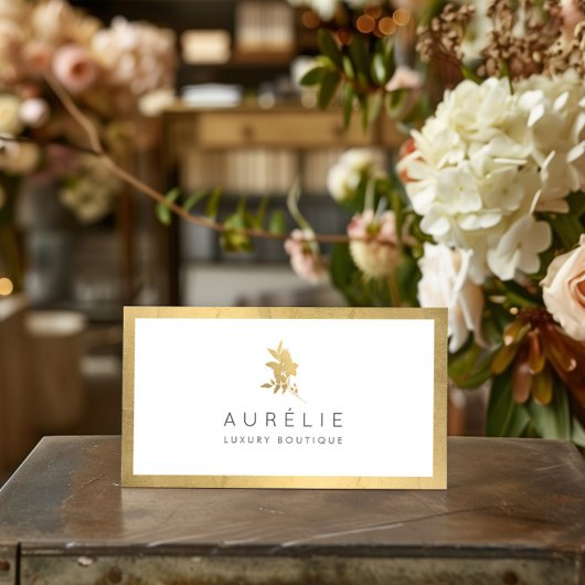 Einfache Imitate Gold Floral Luxus Boutique Visitenkarte