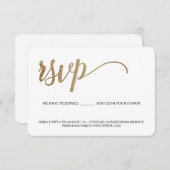 Einfache Imitate Gold Glitzer Hochzeiten Website A RSVP Karte (Vorne/Hinten)