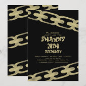 Einfache Imitate Gold Kettenerwachsen Geburtstagsp Einladung (Vorne/Hinten)