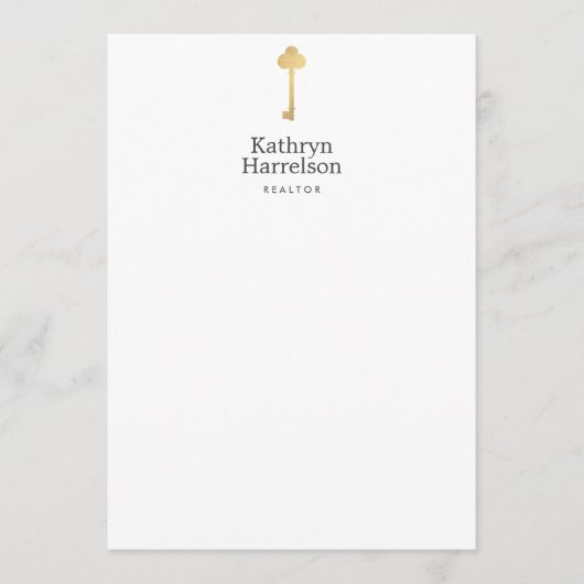 Einfache Imitate - Gold Key Realtor Logo-Flat-Note Mitteilungskarte (Vorderseite)