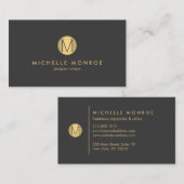 Einfache Imitate Gold Minimalistische Monogram-Vis Visitenkarte (Vorne/Hinten)