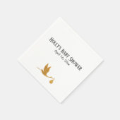 Einfache Imitate Gold Stork Baby Dusche Name & Dat Serviette (Ecke)
