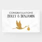 Einfache Imitate Gold Stork Herzlichen Glückwunsch Banner (Horizontal)