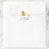 Einfache Imitate Gold Stork Herzlichen Glückwunsch Quadratischer Aufkleber (Tasche)