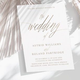 Einfache Imitate Goldkalligrafie - Hochzeit von Einladung