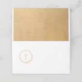Einfache Imitate Goldschreath mit Kreuz Platzkarte (Außenseite Aufgefaltet)