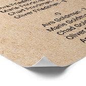 Einfache Imitate Kraft Alphabetischer Sitzplan Poster (Ecke)