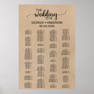 Einfache Imitate Kraft Alphabetischer Sitzplan Poster