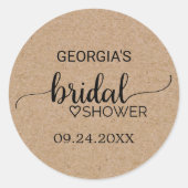 Einfache Imitate Kraft Calligraphy Brautparty Runder Aufkleber (Vorderseite)