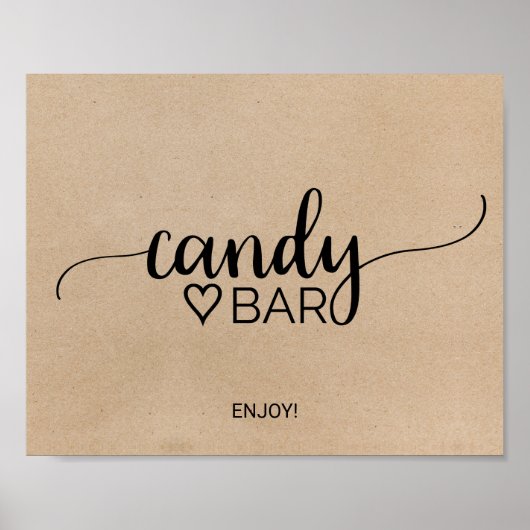 Einfache Imitate Kraft Calligraphy Candy Bar Sign Poster (Vorne)