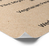 Einfache Imitate Kraft Calligraphy Dinner Menu Sig Poster (Ecke)