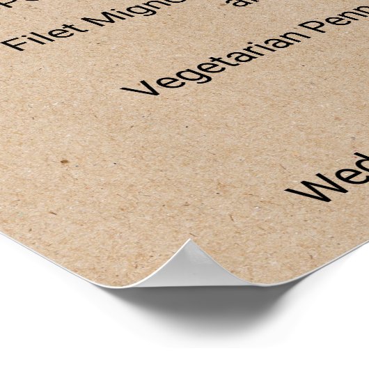 Einfache Imitate Kraft Calligraphy Dinner Menu Sig Poster (Ecke)