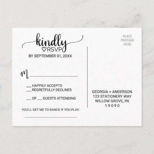 Einfache Imitate Kraft Calligraphy Song Request UA Einladungspostkarte (Rückseite)