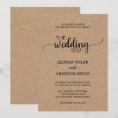 Einfache Imitate Kraft Calligraphy Wedding Einladung (Vorne/Hinten)