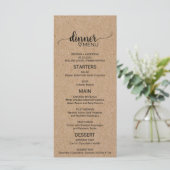 Einfache Imitate Kraft Calligraphy Wedding Menu Menükarte (Stehend Vorderseite)